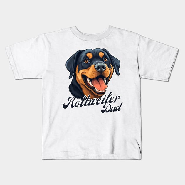 Rottweiler Dad T-Shirt - Dog Lover Gift, Pet Parent Apparel Kids T-Shirt by Baydream